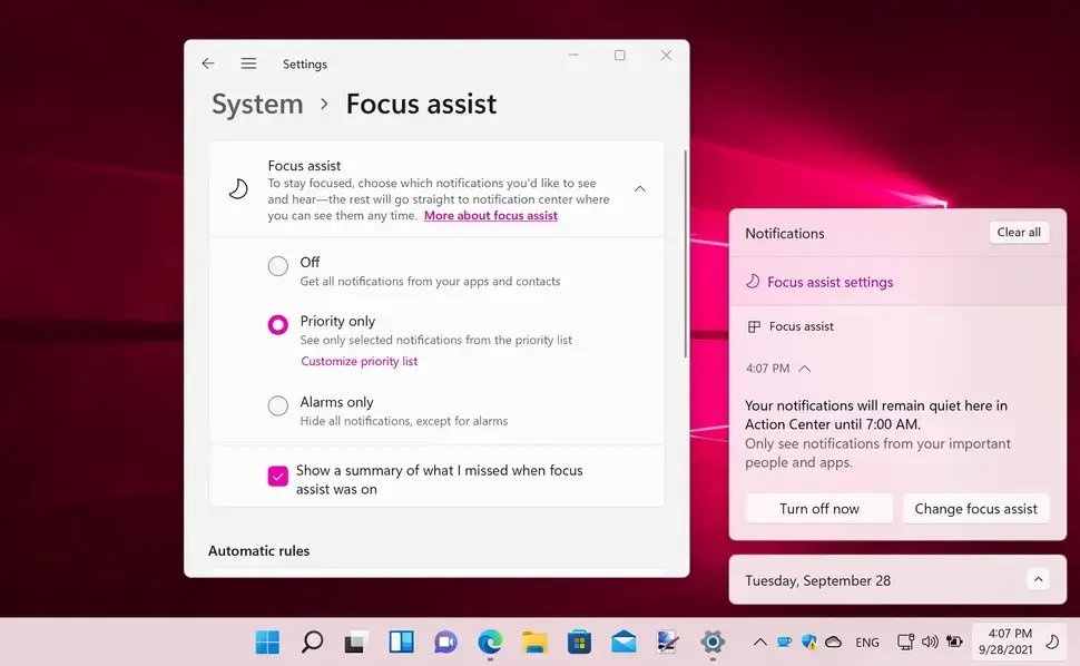 How to us Focus Assist in Windows 11