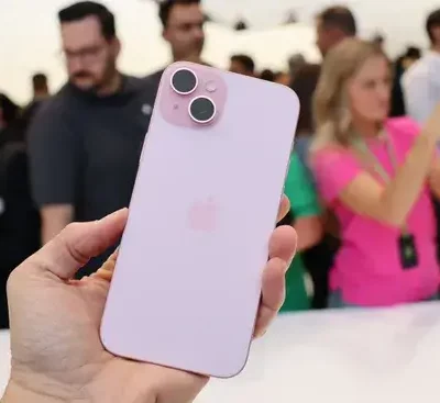 The iPhone 15 in pink