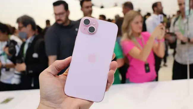 The iPhone 15 in pink