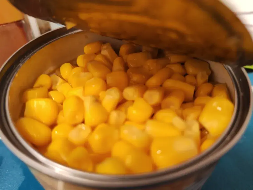 A standard shot of sweetcorn, included to show the zoom range of the macro lens.