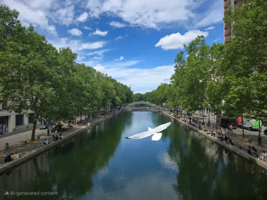 بررسی گوشی سامسونگ گلکسی زد فلیپ 6 12 And here is the final image, complete with an AI-created seagull flying down the canal.