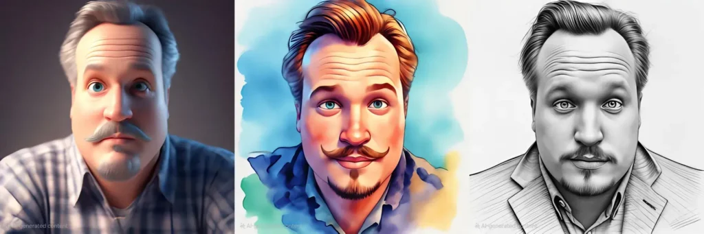 بررسی گوشی سامسونگ گلکسی زد فلیپ 6 14 Here's how Galaxy AI sees me as a cartoon character, a watercolor and a sketch.