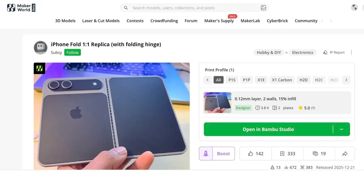 ماکت آیفون فولد